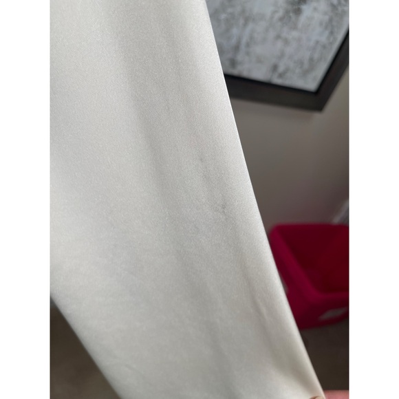 Reformation Pike Satin Long Sleeve Cowl Neck Almond White Mini Dress Size Large - Picture 8 of 14